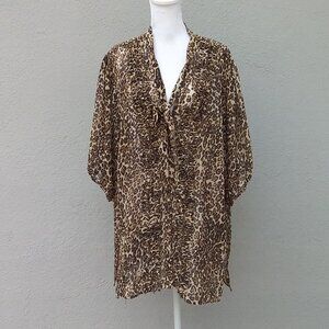 Torrid Blouse Animal Print Ruffled Blouse Brown Black Size 2 or 2X